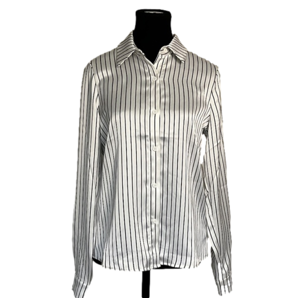 Sincerely Jules Satin Striped Blouse   Size M - Picture 2 of 14